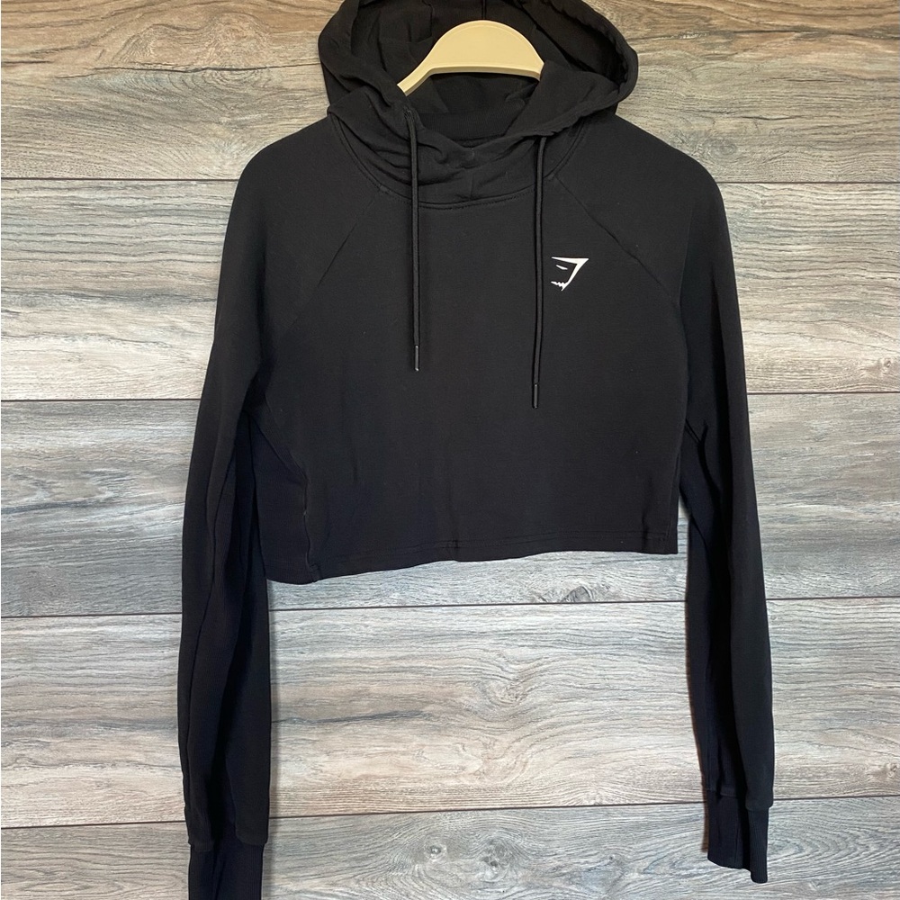 Gymshark Black Cropped Hoodie S - Picture 2 of 3